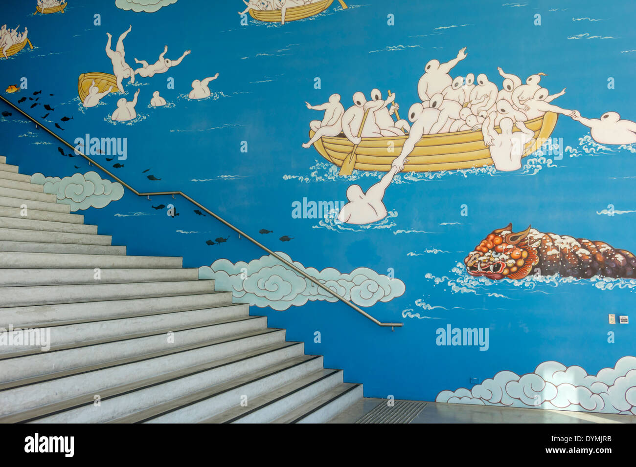 Sydney Australia,West Circular Quay,Museum of Contemporary Art,MCA,mural,entrance,steps stairs staircase,AU140308066 Stock Photo