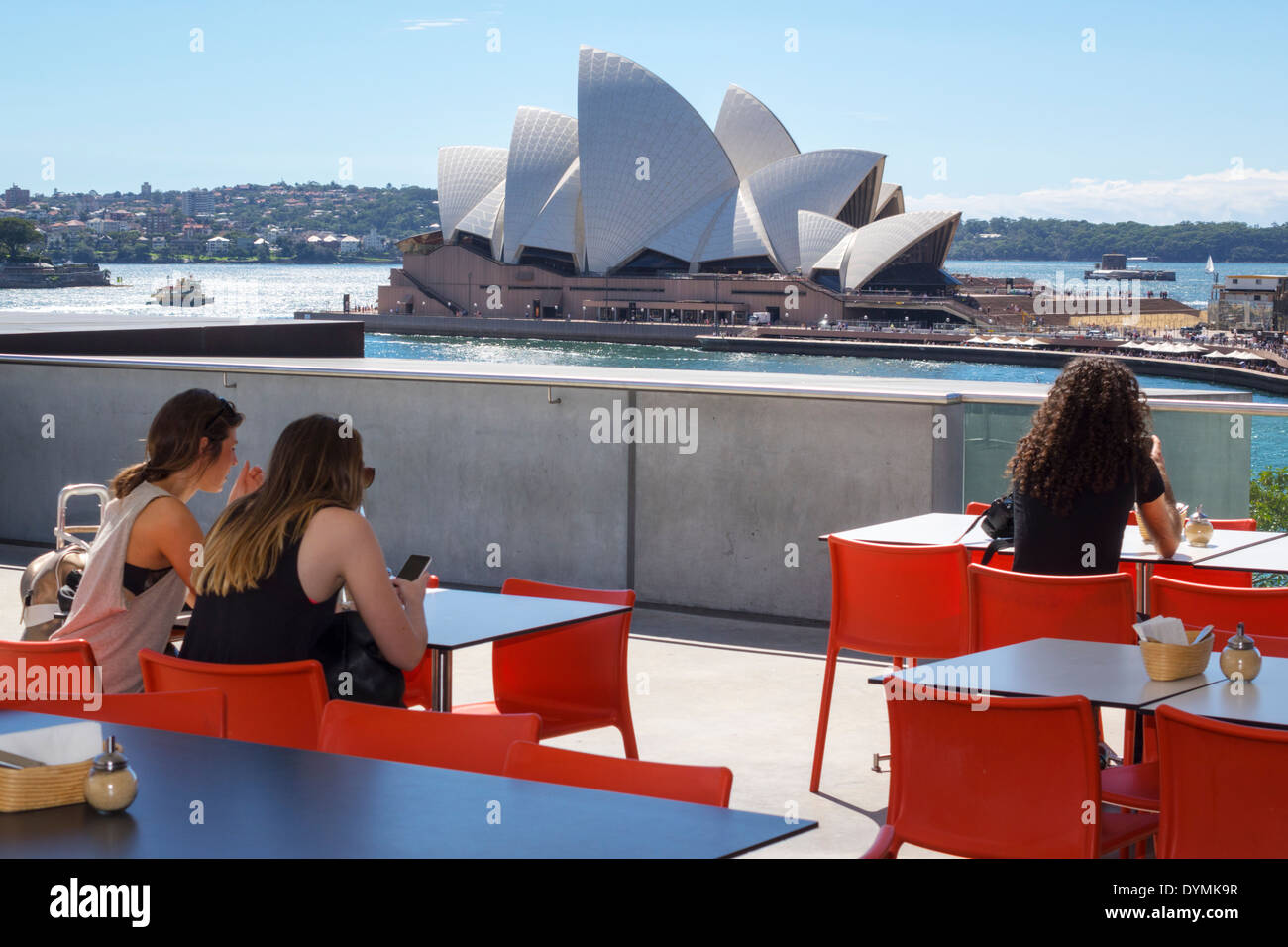 Sydney Australia,West Circular Quay,Museum of Contemporary Art,MCA,rooftop,cafe,restaurant restaurants food dining cafe cafes,Sydney Harbour,harbor,Op Stock Photo