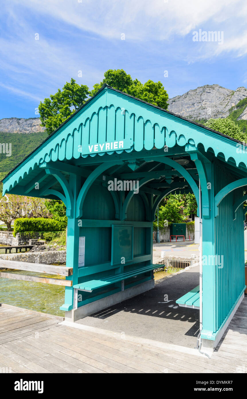 Veyrier boat shelter on Lake Annecy, Veyrier-du-Lac, Annecy-le-Vieux, Rhone-Alpes, France Stock Photo