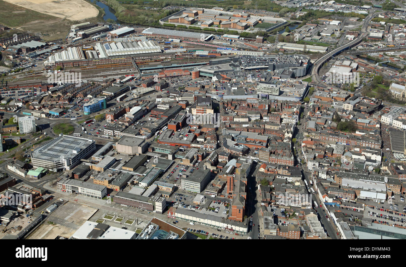 aerial view of Doncaster town centre Stock Photo