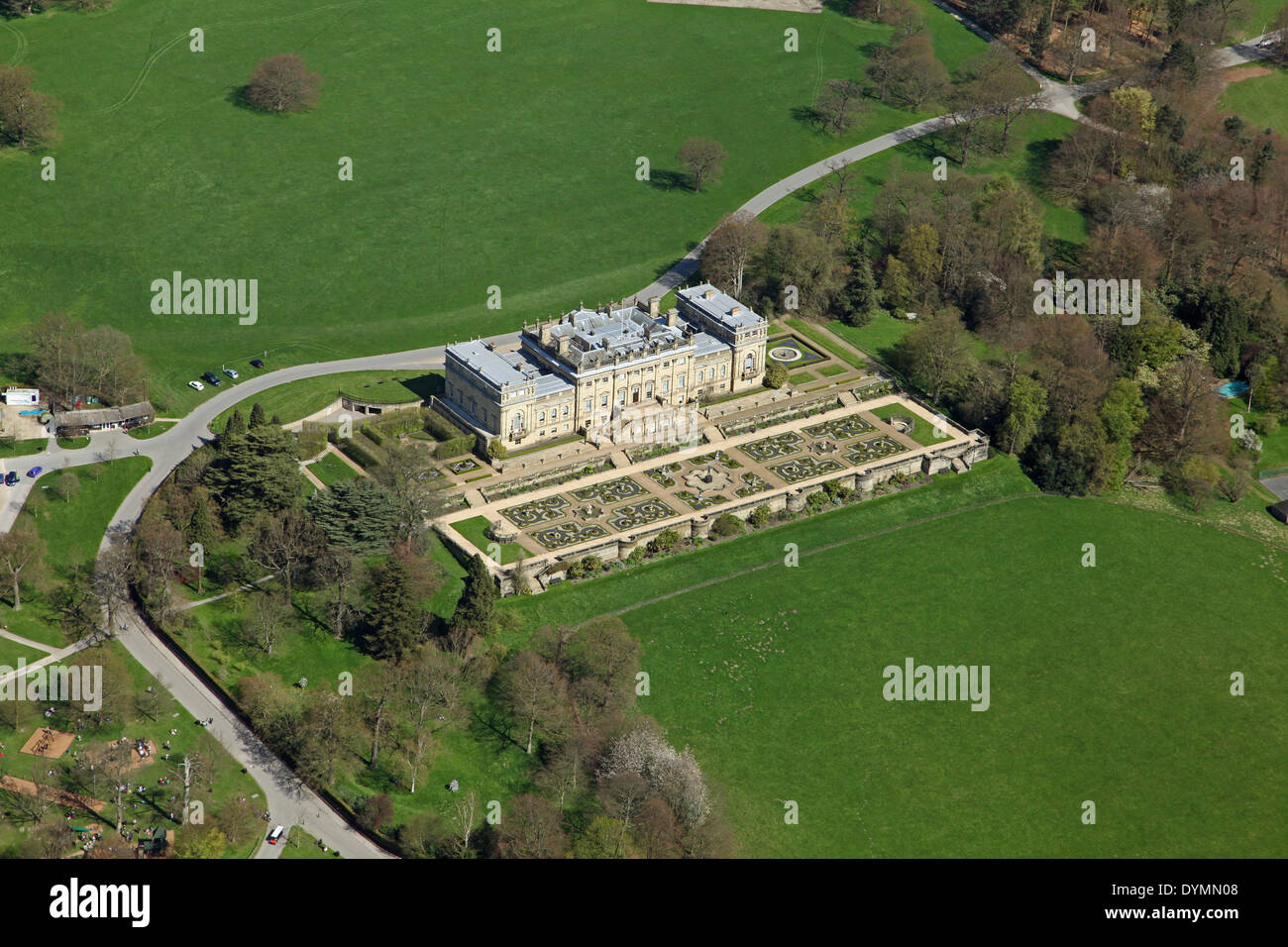 aerial view of Harewood House Stock Photo Alamy