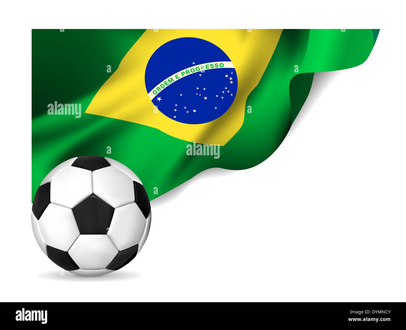 Soccer ball with brasil flag Stock Photo