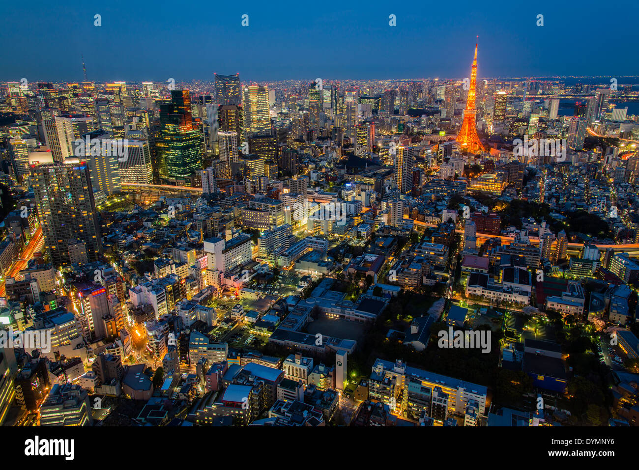 Night city skyline, Roppongi Hills, Tokyo, Japan Stock Photo