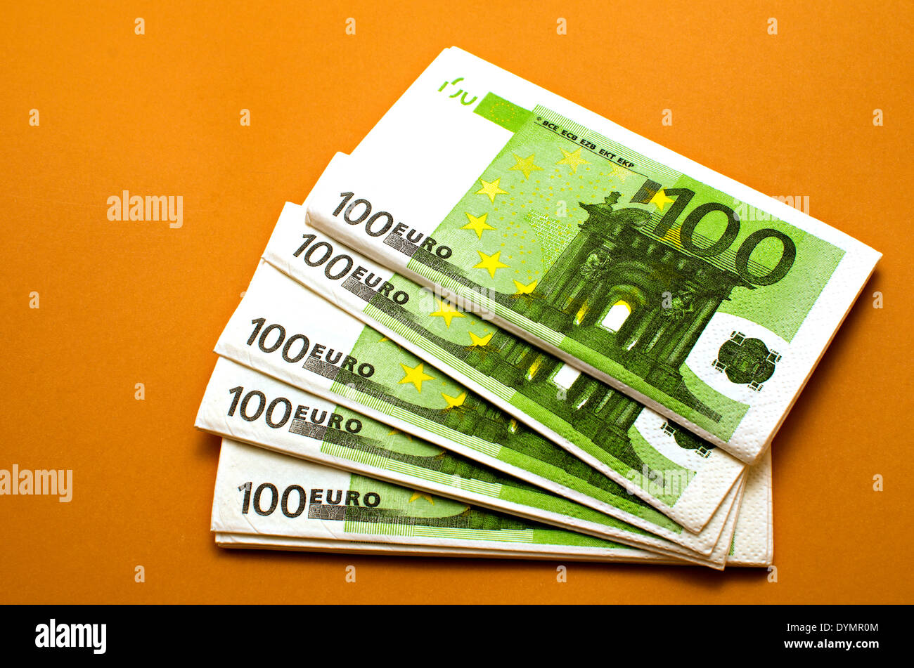 napkins 100 euros Stock Photo