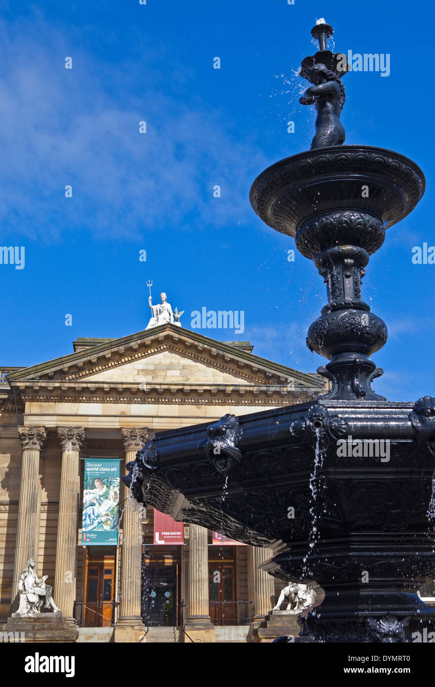 The Walker Art Gallery and Steble Fountain in Liverpool. Stock Photo
