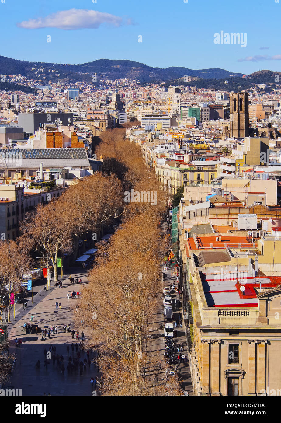 Aerial View Of La Rambla Of Barcelona Hi-res Stock Photography And