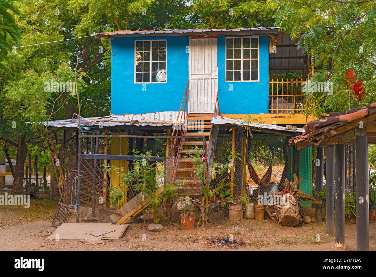 House on poles in central America Stock Photo