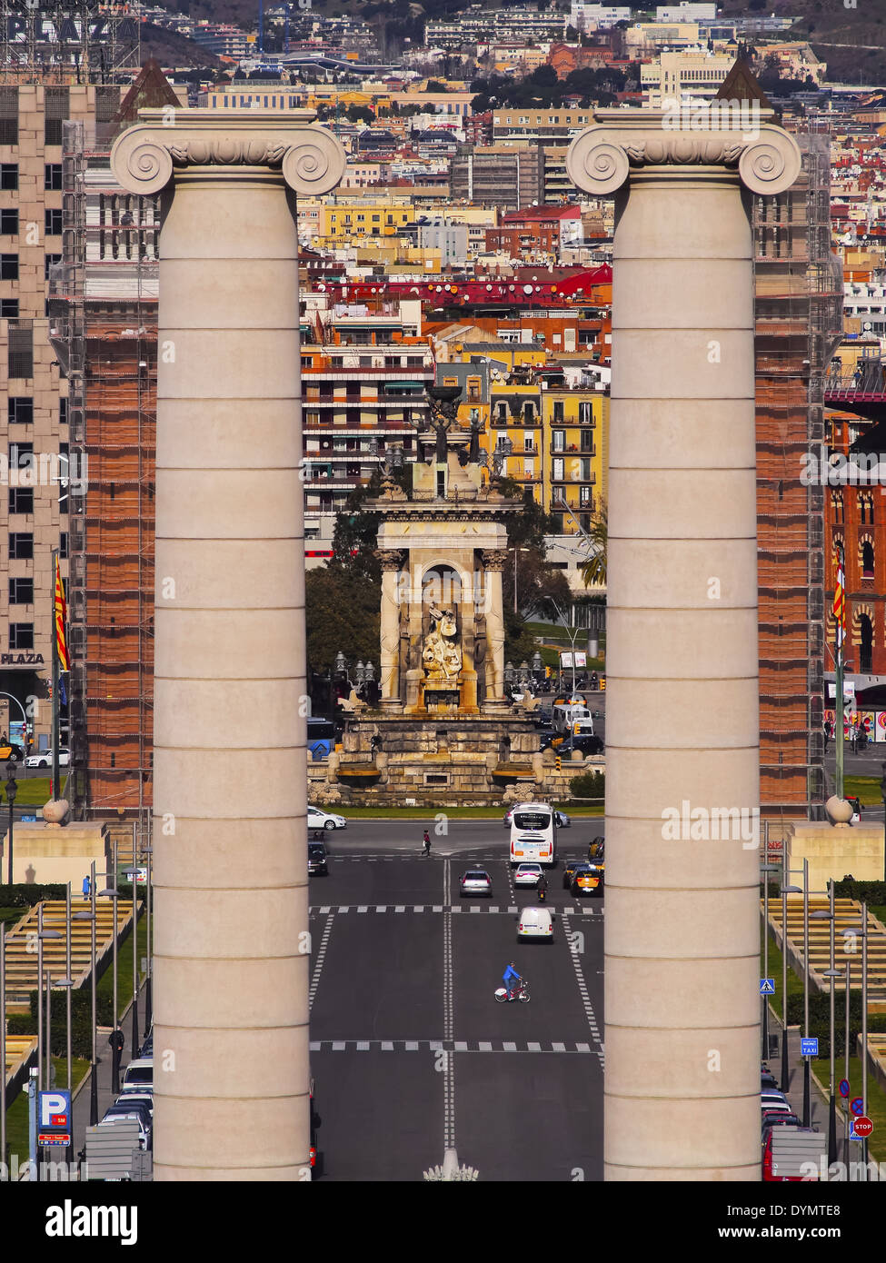 Placa Espanya - Spanish Square in Barcelona, Catalonia, Spain Stock Photo