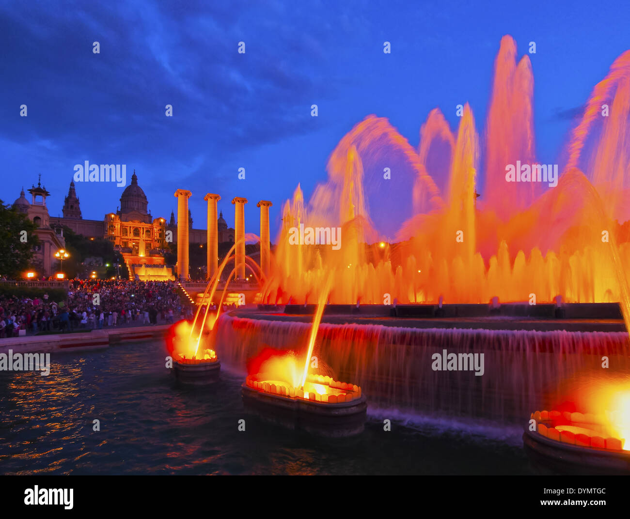 Font Magica de Montjuic - famous fountains in Barcelona, Catalonia, Spain Stock Photo