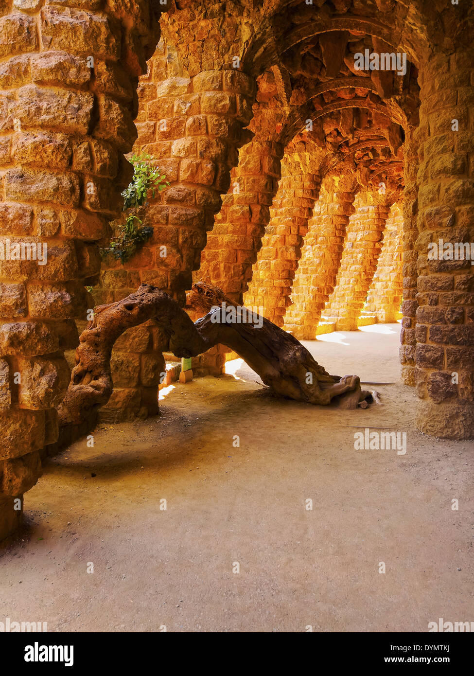 Parc Guell - famous park designed by Antoni Gaudi in Barcelona, Catalonia, Spain Stock Photo