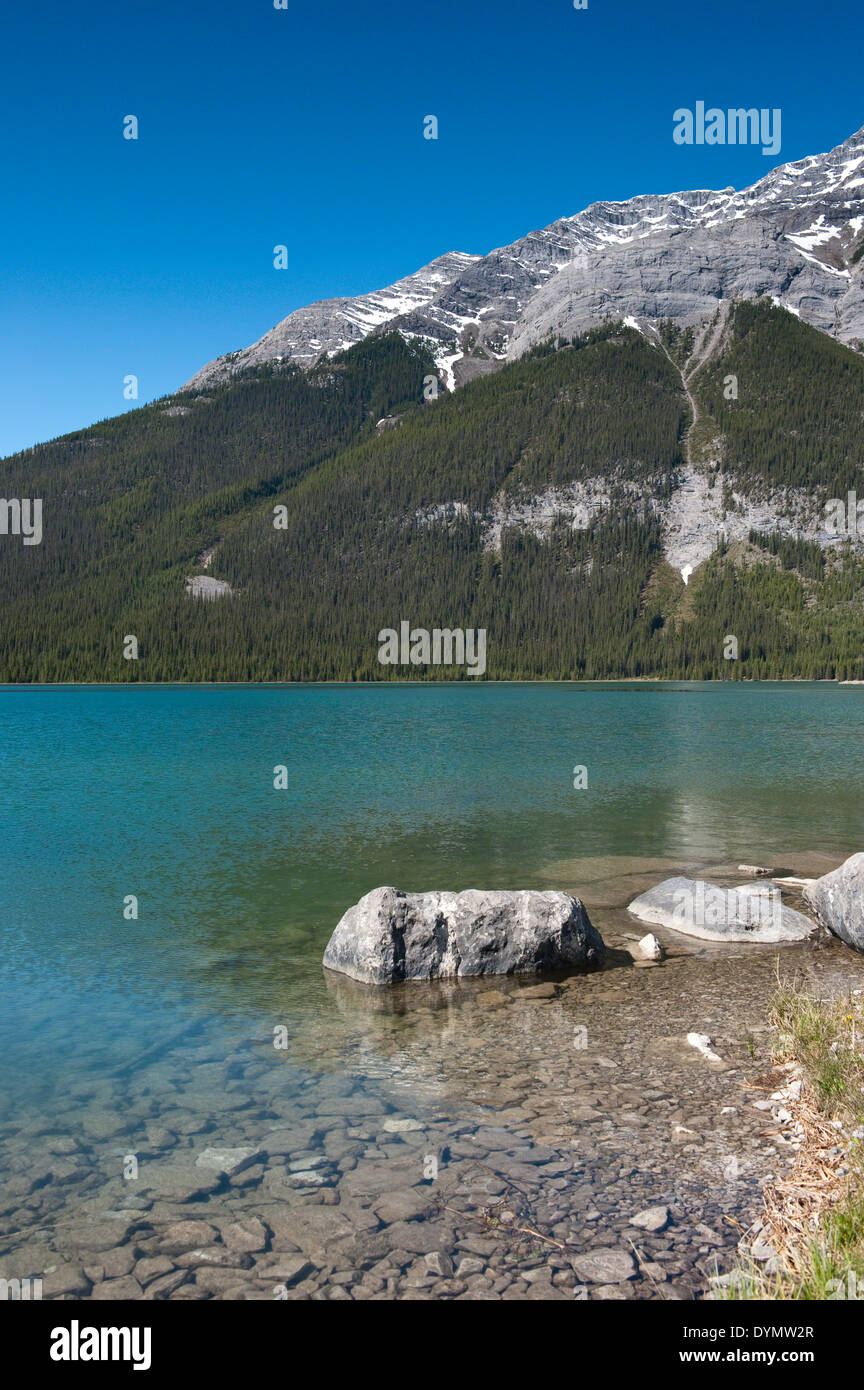 Sunny mountain landscape at the Spray Lakes in Kananaskis, Alberta Canada Stock Photo