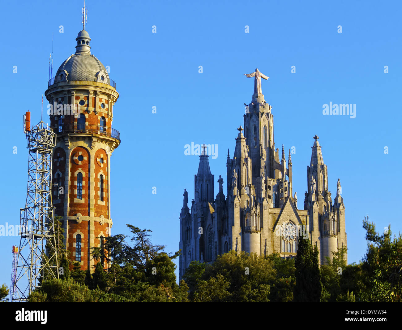 Temple Of The Sacred Heart Of Jesus On Tibidabo Mountain In Stock
