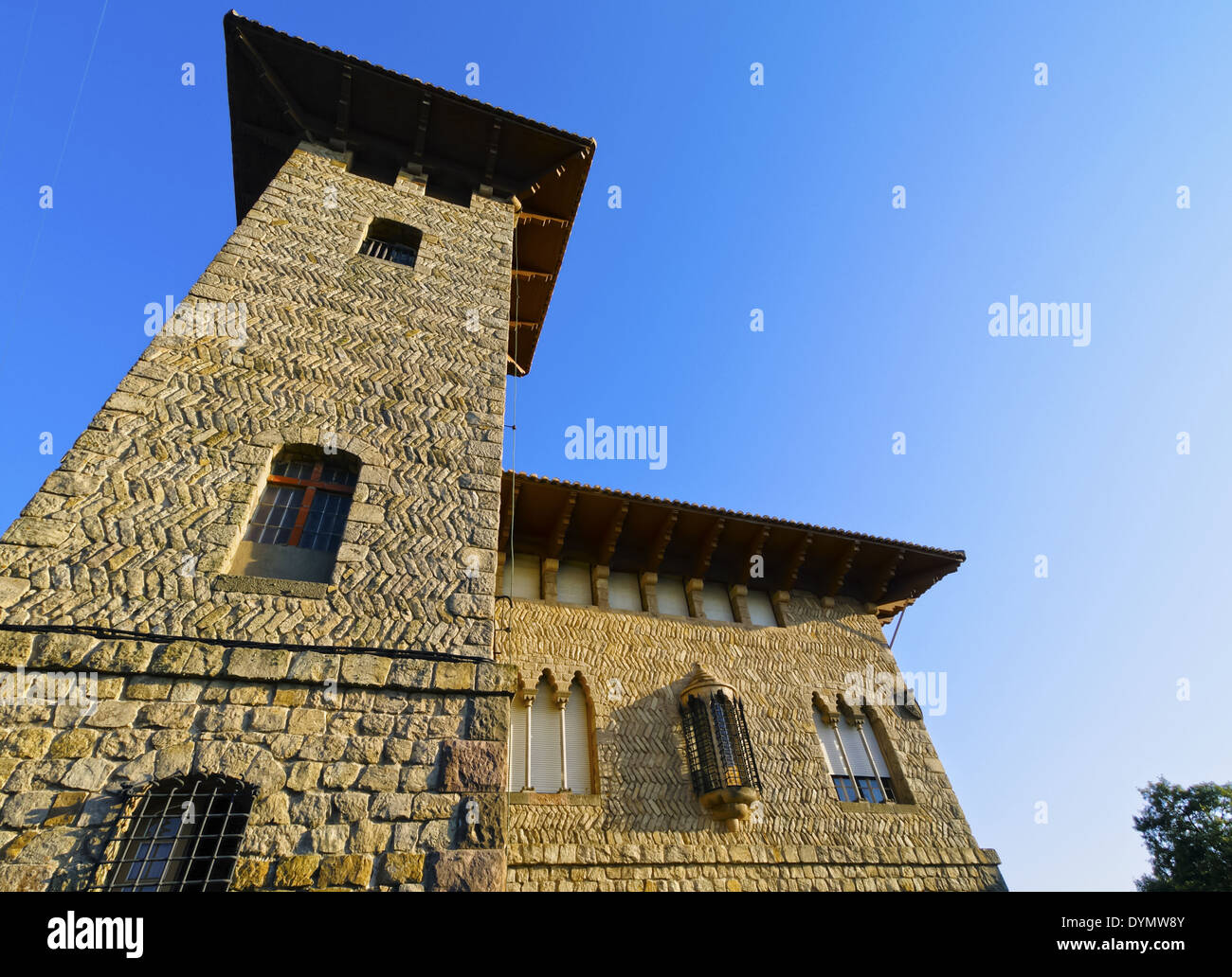 Typical Building on Tibidabo Mountain in Barcelona, Catalonia, Spain Stock Photo