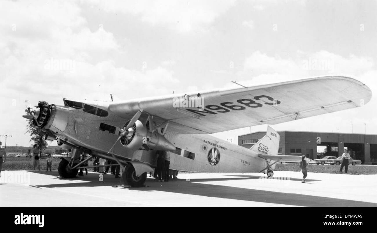 The Ford 5-AT-B, registration N9683, was a passenger aircraft built by the Ford Motor Company in the 1920s. This aircraft was part of the early development of commercial aviation and was used primarily for air travel services, offering seating for several passengers. The Ford 5-AT-B was one of the first aircraft to be used for airline services in the U.S. Stock Photo