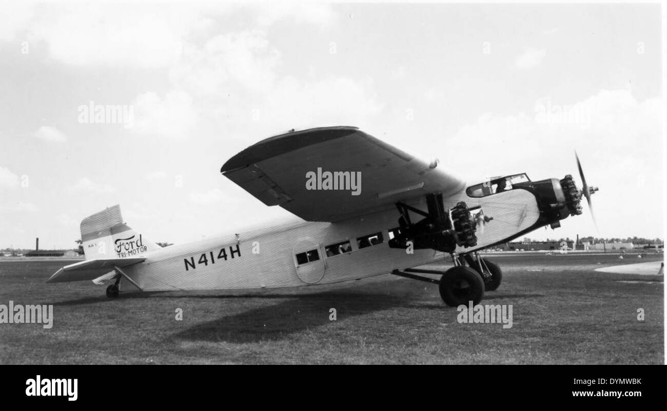 The Ford 5-AT-C, registration N414H, was a multi-engine airliner developed in the 1920s. This aircraft, built by the Ford Motor Company, was one of the first widely produced airliners used for both passenger and mail transport. Stock Photo
