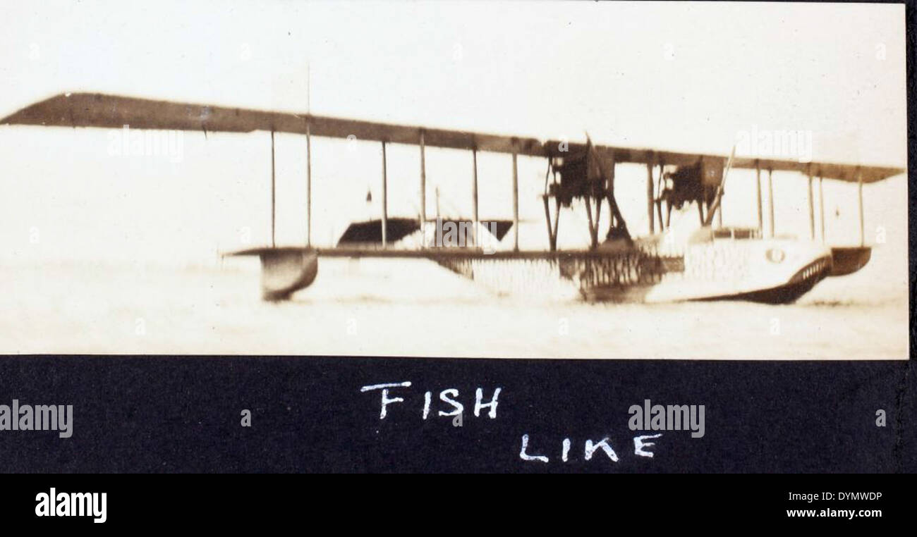 This image shows the Curtiss H-16 Flying Boat 'Big Fish,' developed by the Curtiss Aeroplane Company for the America Trans-Oceanic Company. Powered by the Liberty Engine, it played an important role in transoceanic flights during World War I and II, symbolizing the era’s advances in aviation. Stock Photo