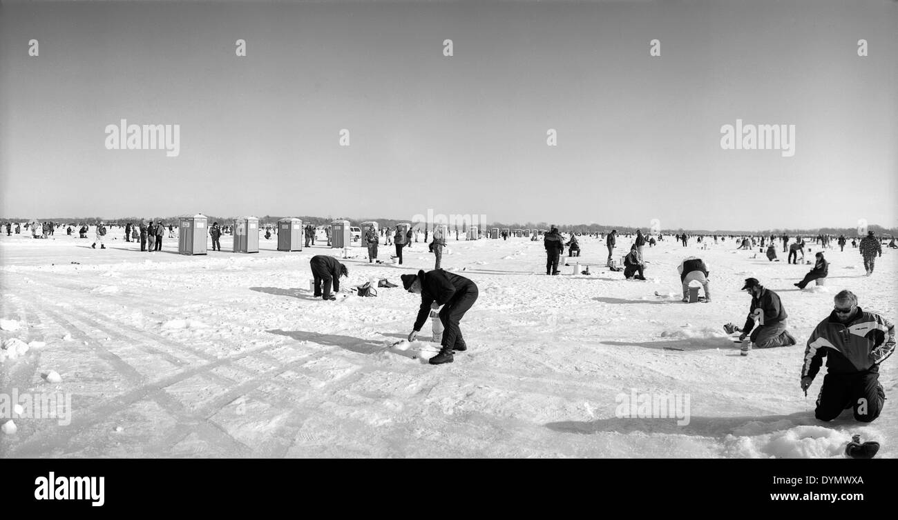 Ice Fishing Contest on Forest Lake, Minnesota Stock Photo Alamy