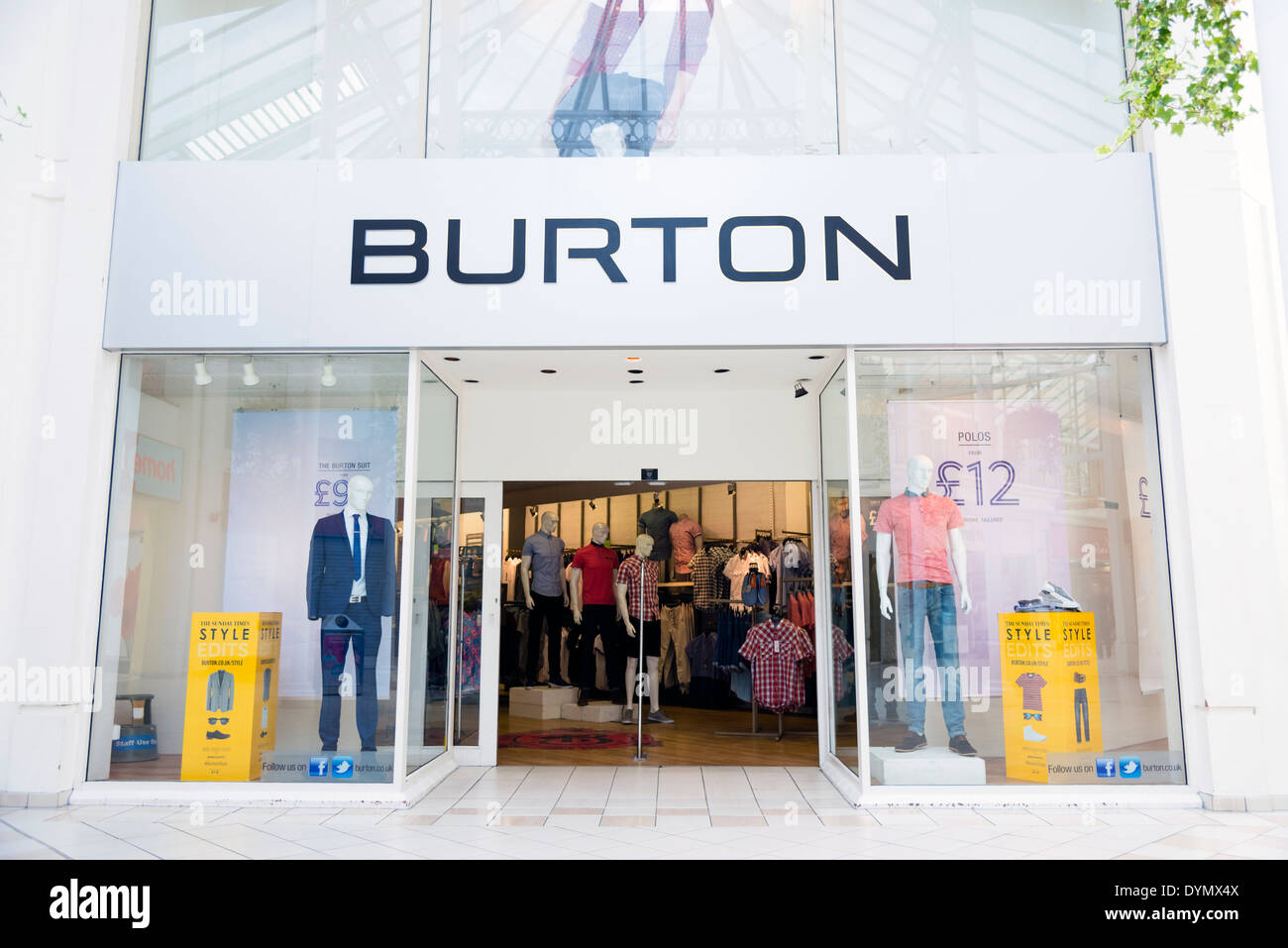 Burton menswear store, UK. Stock Photo