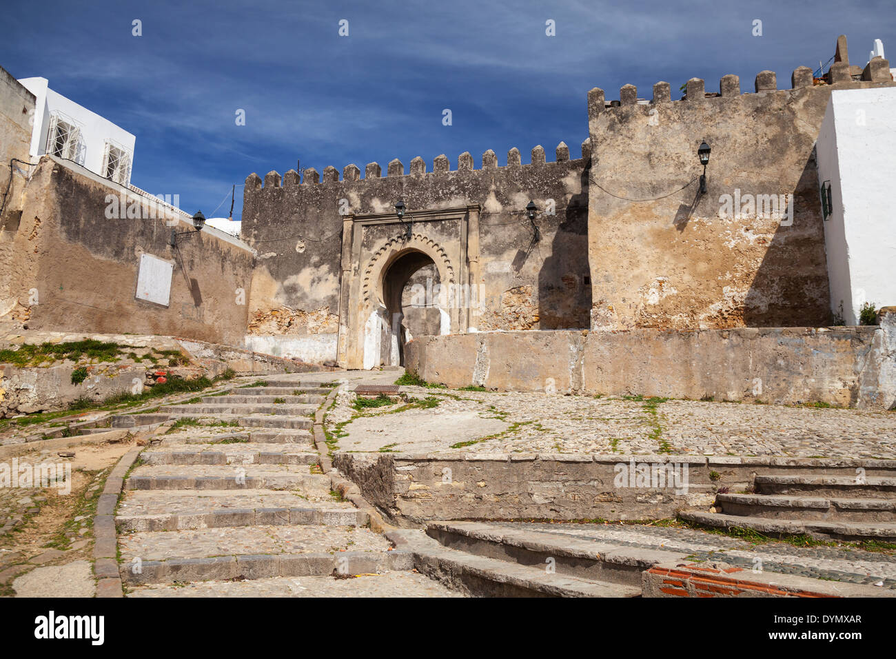 Ancient stone fortress in Madina. Old part of Tangier town, Morocco Stock Photo