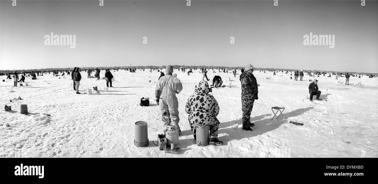 Ice Fishing Contest on Forest Lake, Minnesota, Stock Photo