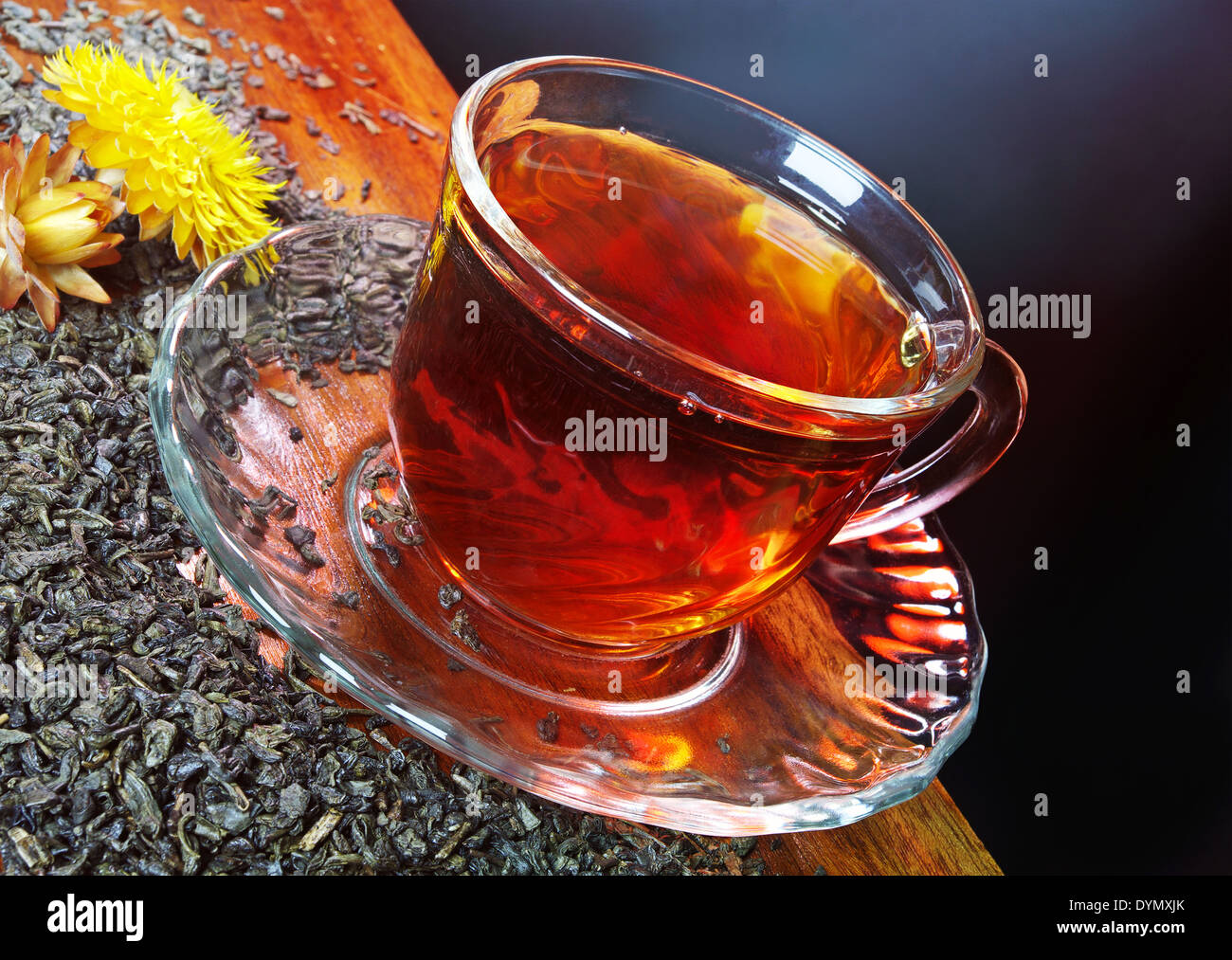 Hot tea in glass cup Stock Photo Alamy