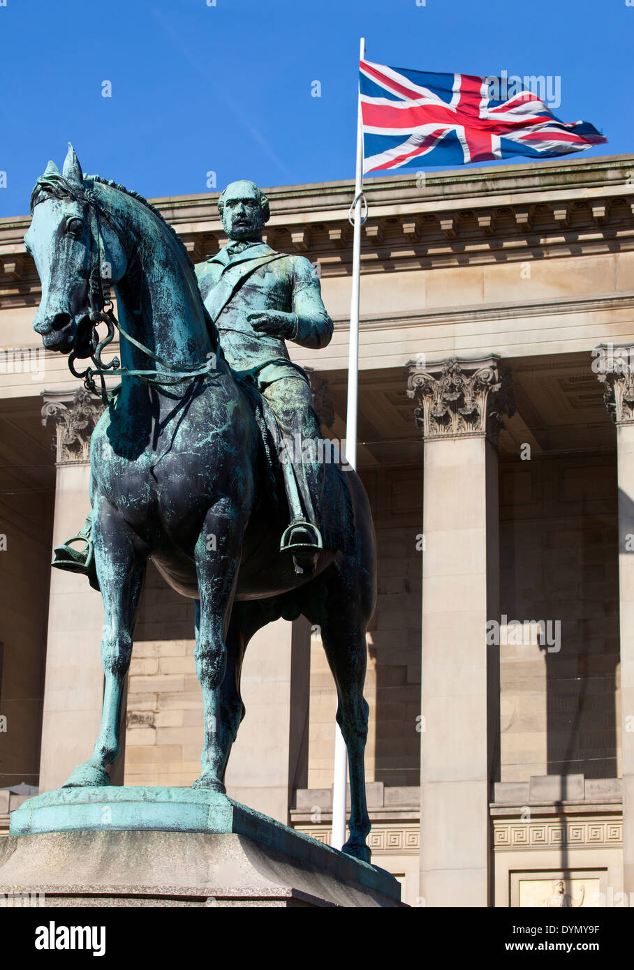 Statue of Prince Albert outside St. George's Hall in Liverpool. Stock Photo