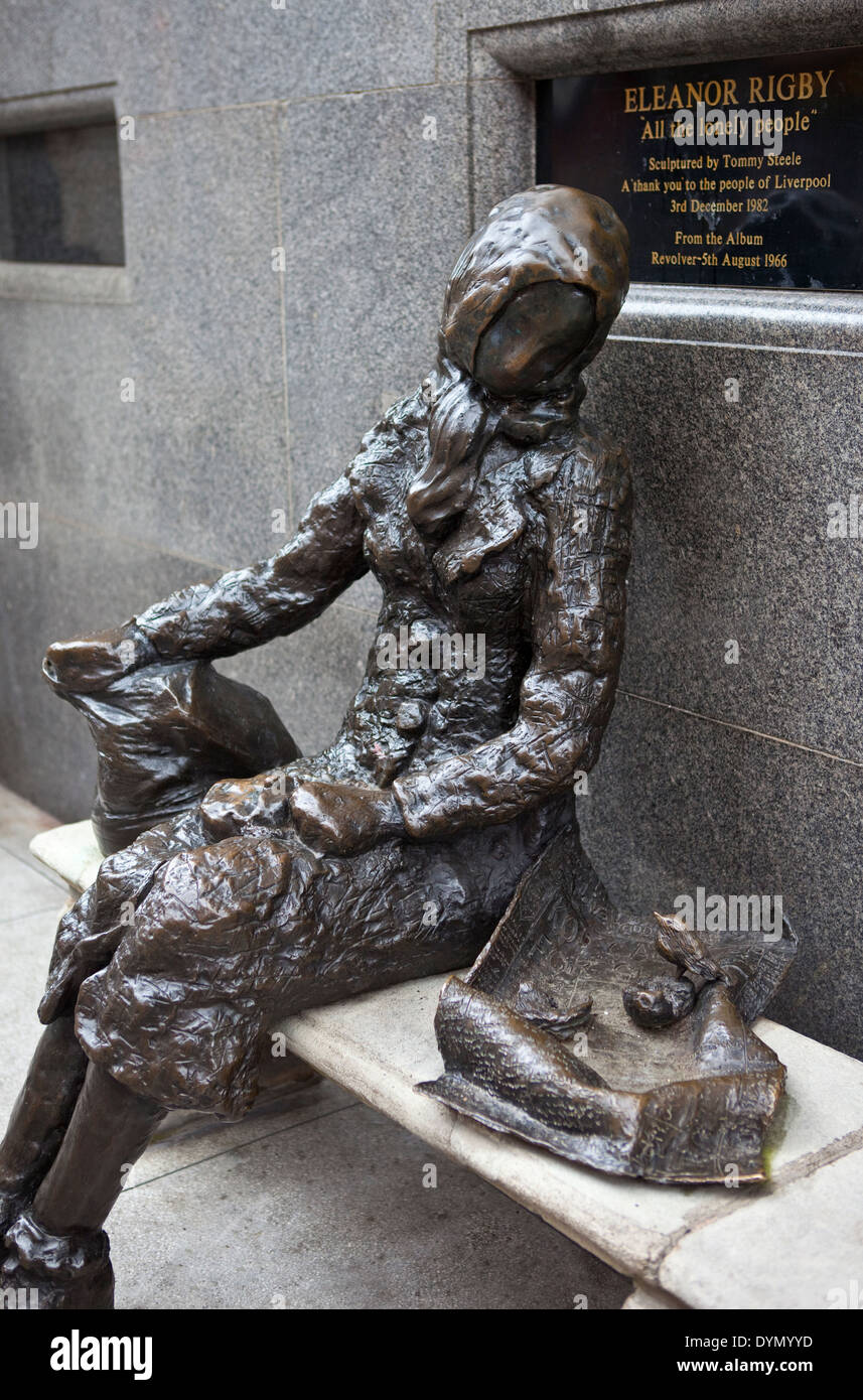 A sculpture of Eleanor Rigby located on Stanley Street in Liverpool. Stock Photo