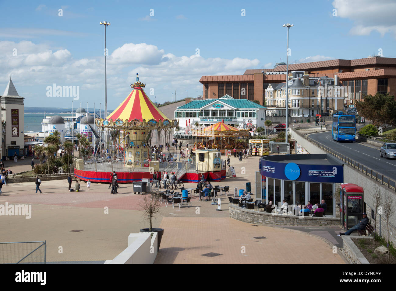 UK Bournemouth seafront looking west Popular English resort The BIC complex and tourist attractions overlooking the beach Stock Photo
