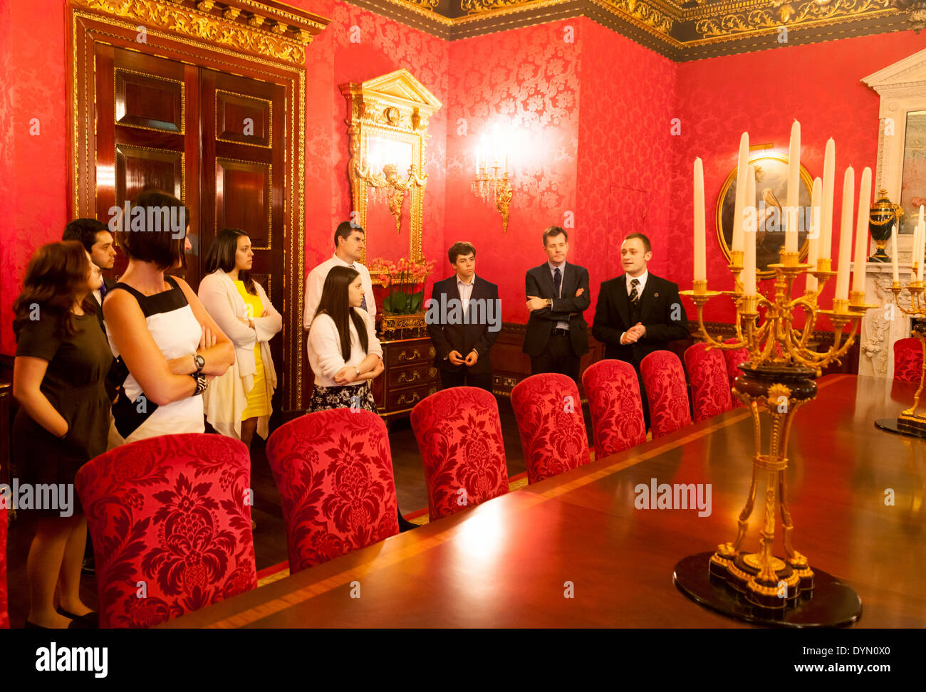 Guests on a guided tour of the Ritz Hotel London, in the William Kent Room, William Kent House, see description Stock Photo