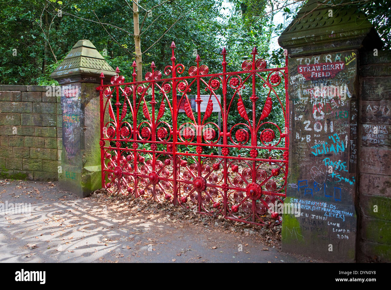 The sign for Strawberry Field in Liverpool. Strawberry Field was 