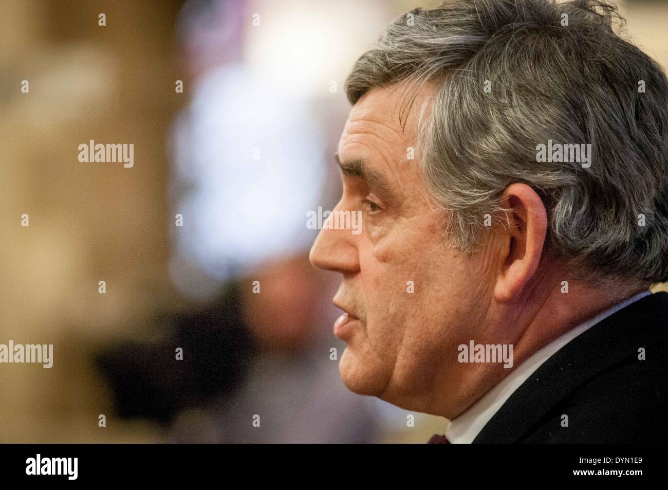 Glasgow, Scotland, UK, 22nd Apr, 2014. Former Prime Minister, and Chancellor, The Right Honourable, Gordon Brown, MP, made his first speech on behalf of the Better Together campaign at the Sir Charles Wilson Building, University of Glasgow. Tuesday, 22nd April 2014. Credit:  Wullie Marr/Alamy Live News Stock Photo