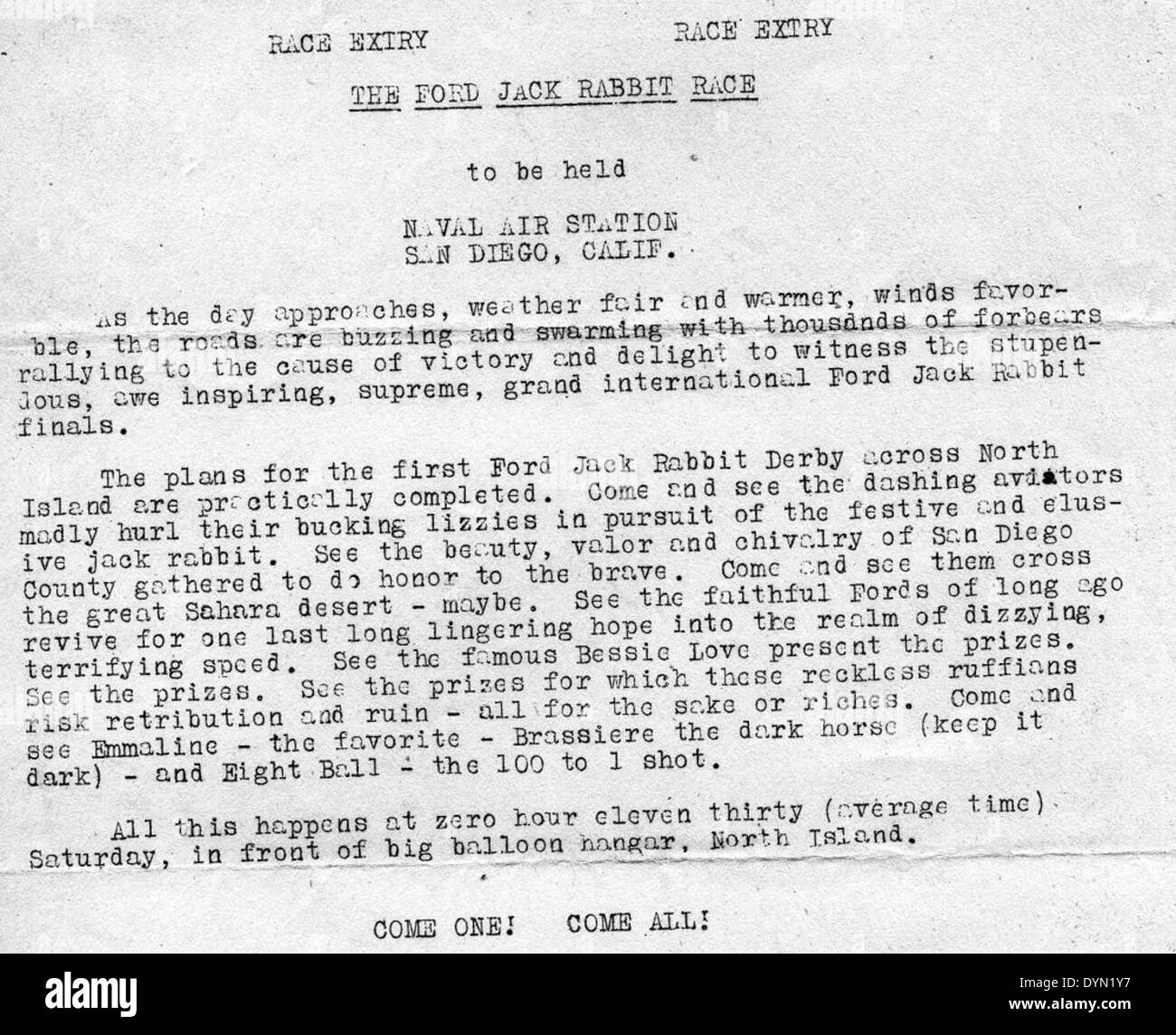 The image shows the U.S. Navy's Jack-rabbit races at North Island, a ...