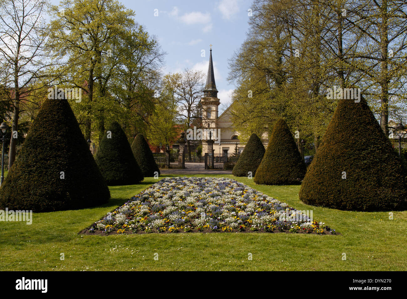 Photograph of a flower bed in the French garden (Französischer Garten) in Celle (Germany). Stock Photo