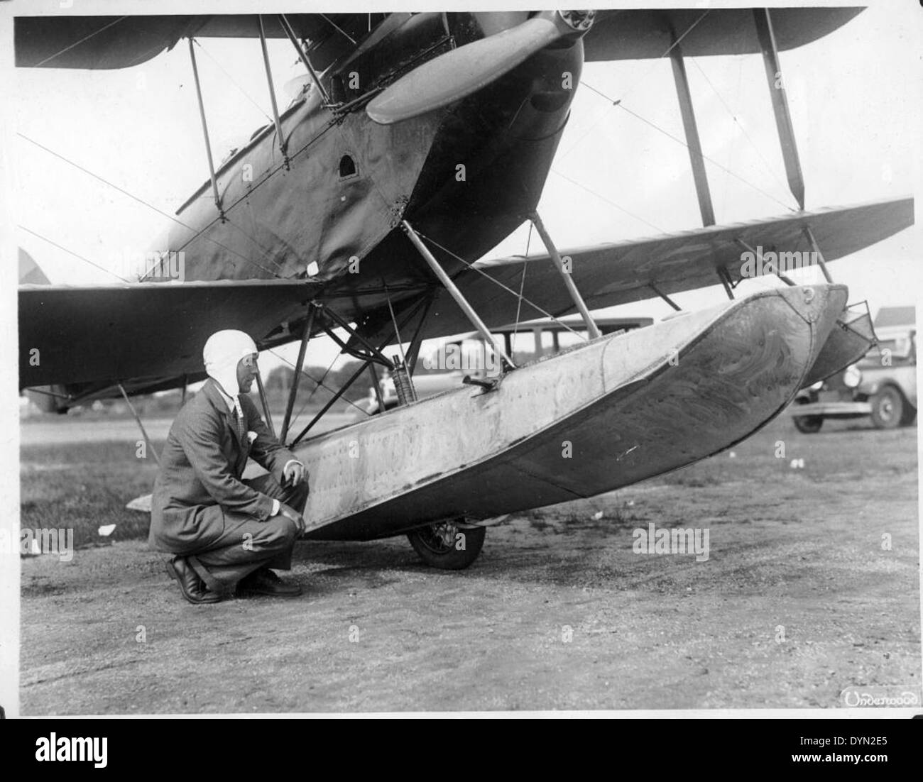 Grover Loening is pictured with the de Havilland DH-60X Moth, a light ...
