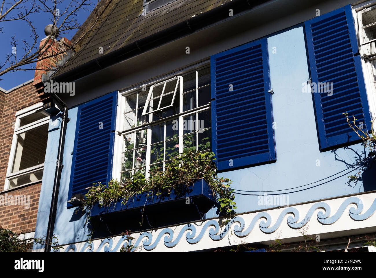 Blue house near Portobello Road, London, England, UK Stock Photo