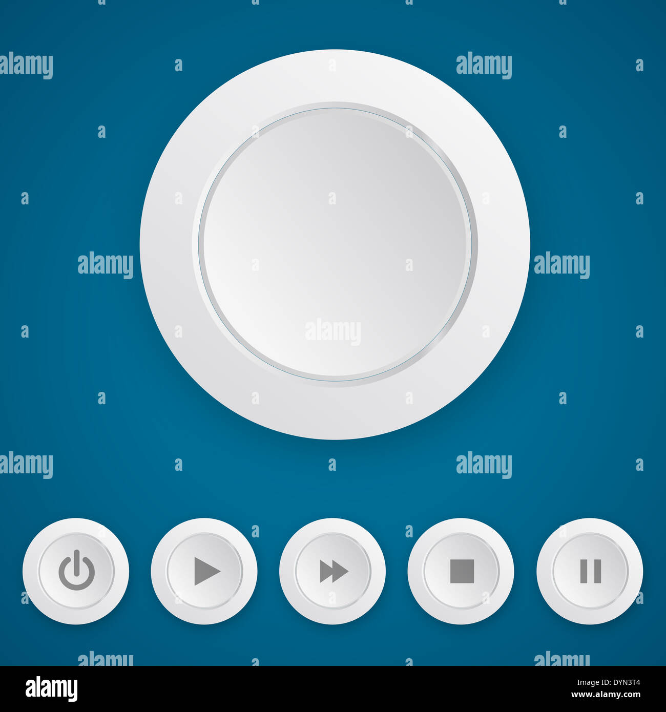 Media player white push button Stock Photo