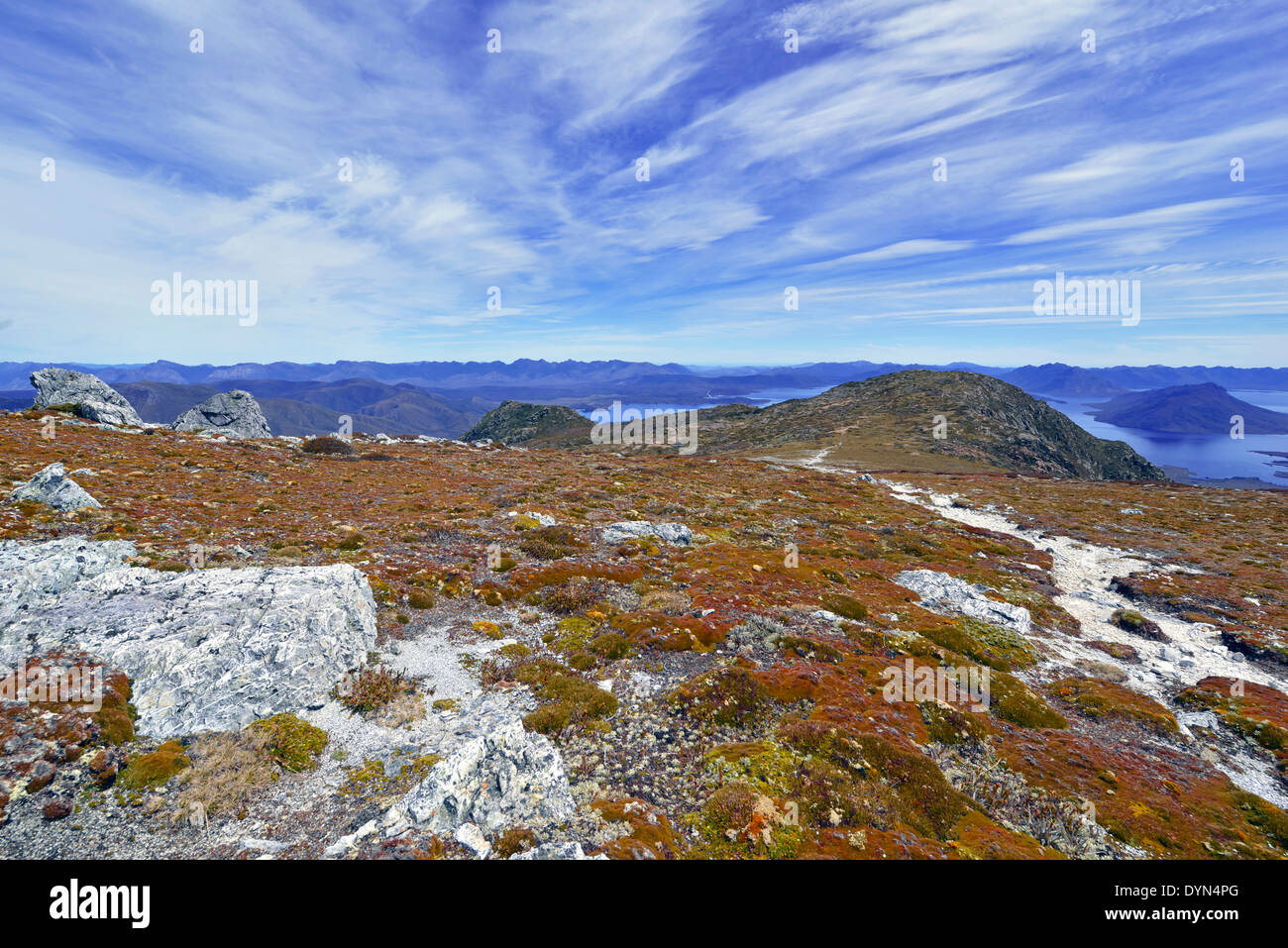 Remote landscape of Southwest National Park, Tasmania Stock Photo