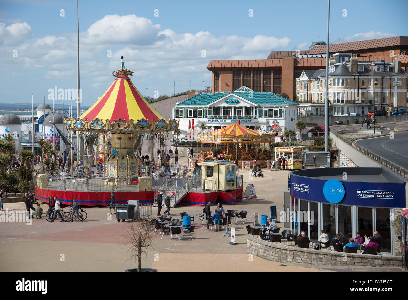 UK Bournemouth seafront looking west Popular English resort The BIC complex and tourist attractions overlooking the beach Stock Photo