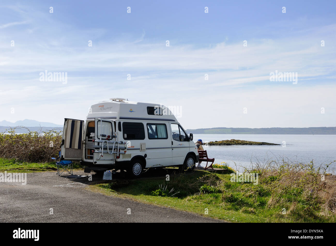Mobile home parked on the Isle of Cumbrae, Scotland, UK Stock Photo