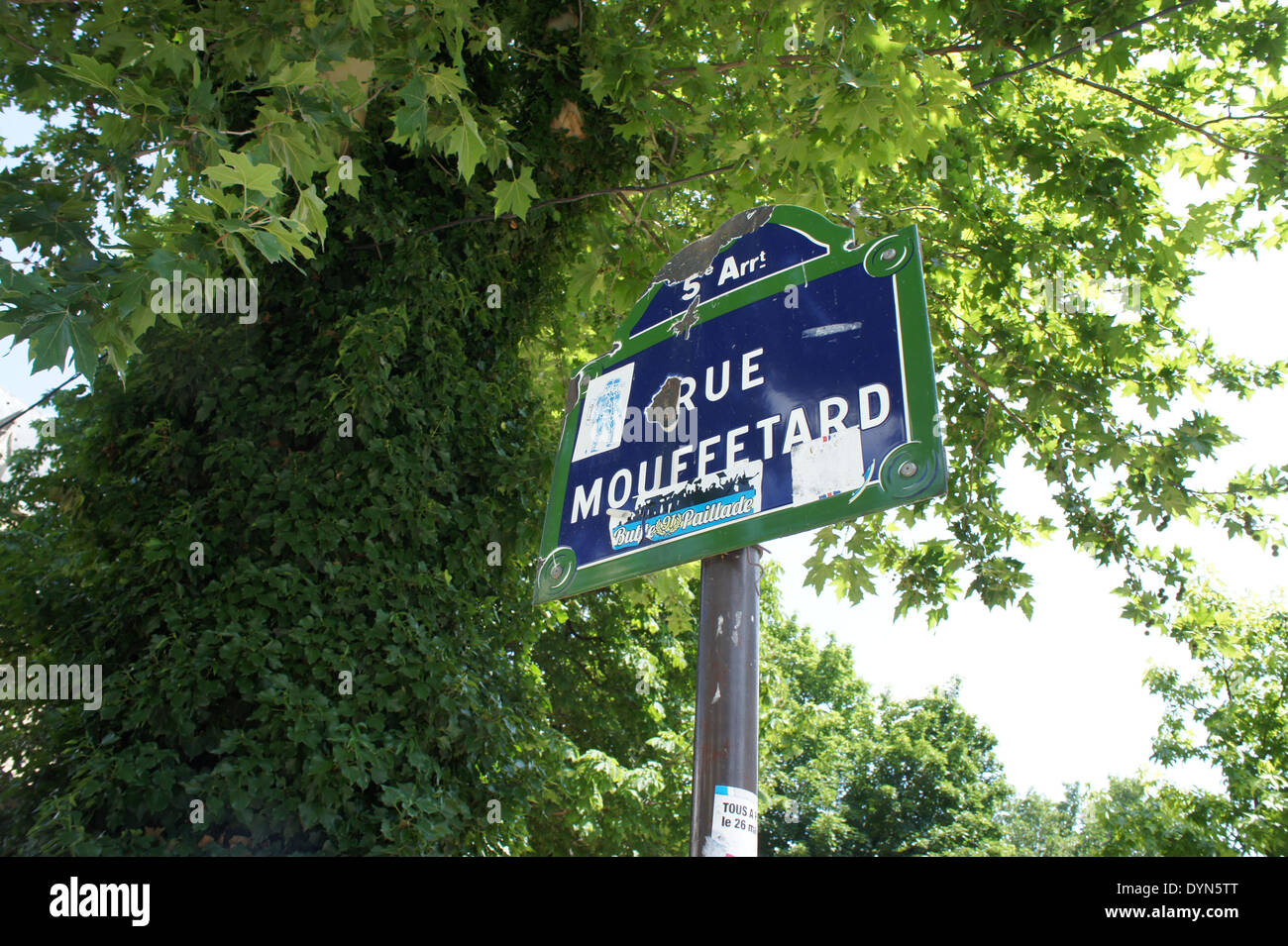 Road sign for Rue Mouffetard in Paris, France Stock Photo