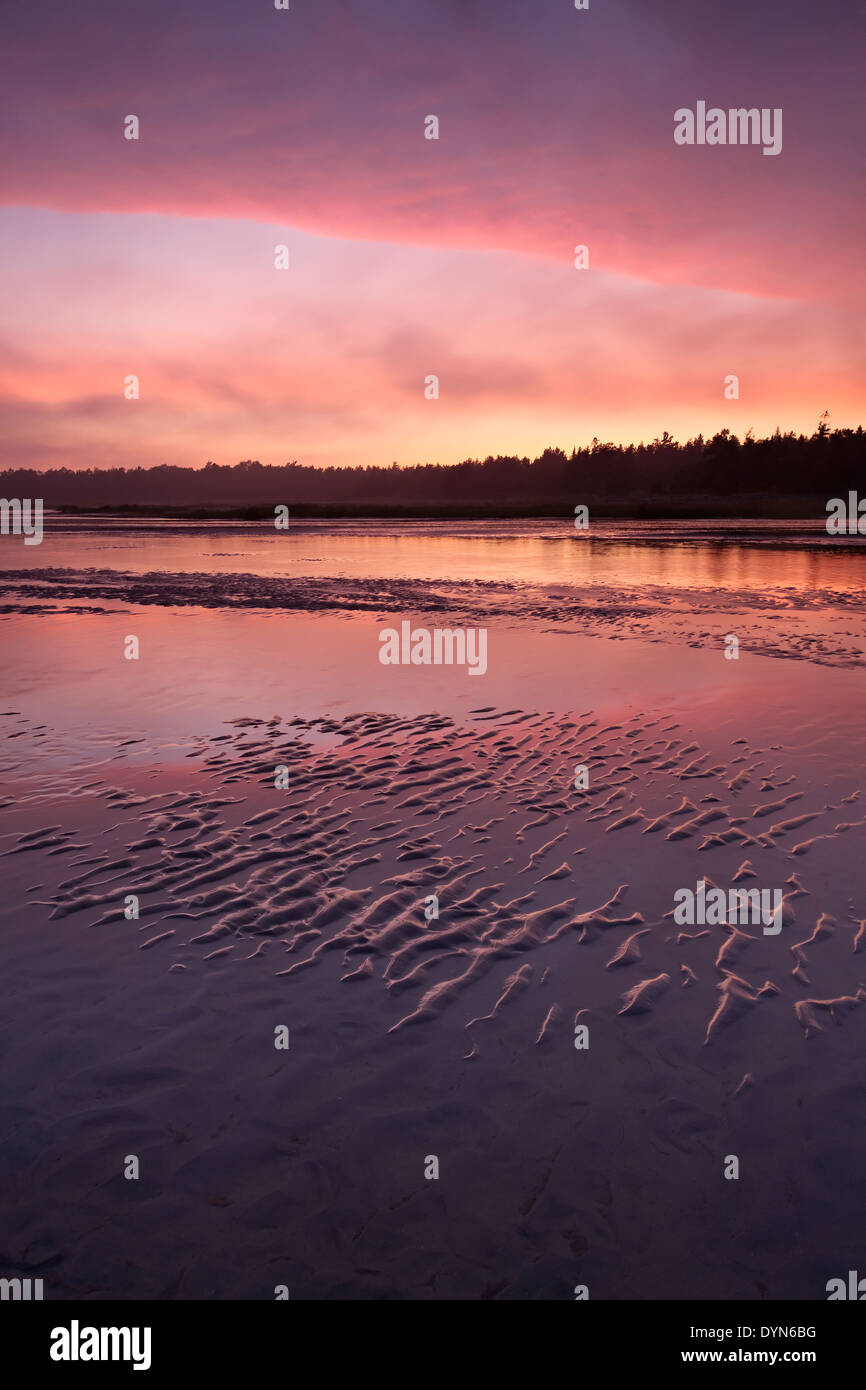 Spectacular Sunset Over Lake Huron With Interesting Sand Patterns In ...