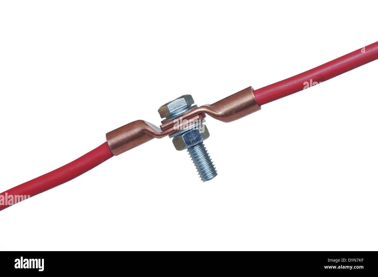 two joint electric cables on white background Stock Photo Alamy