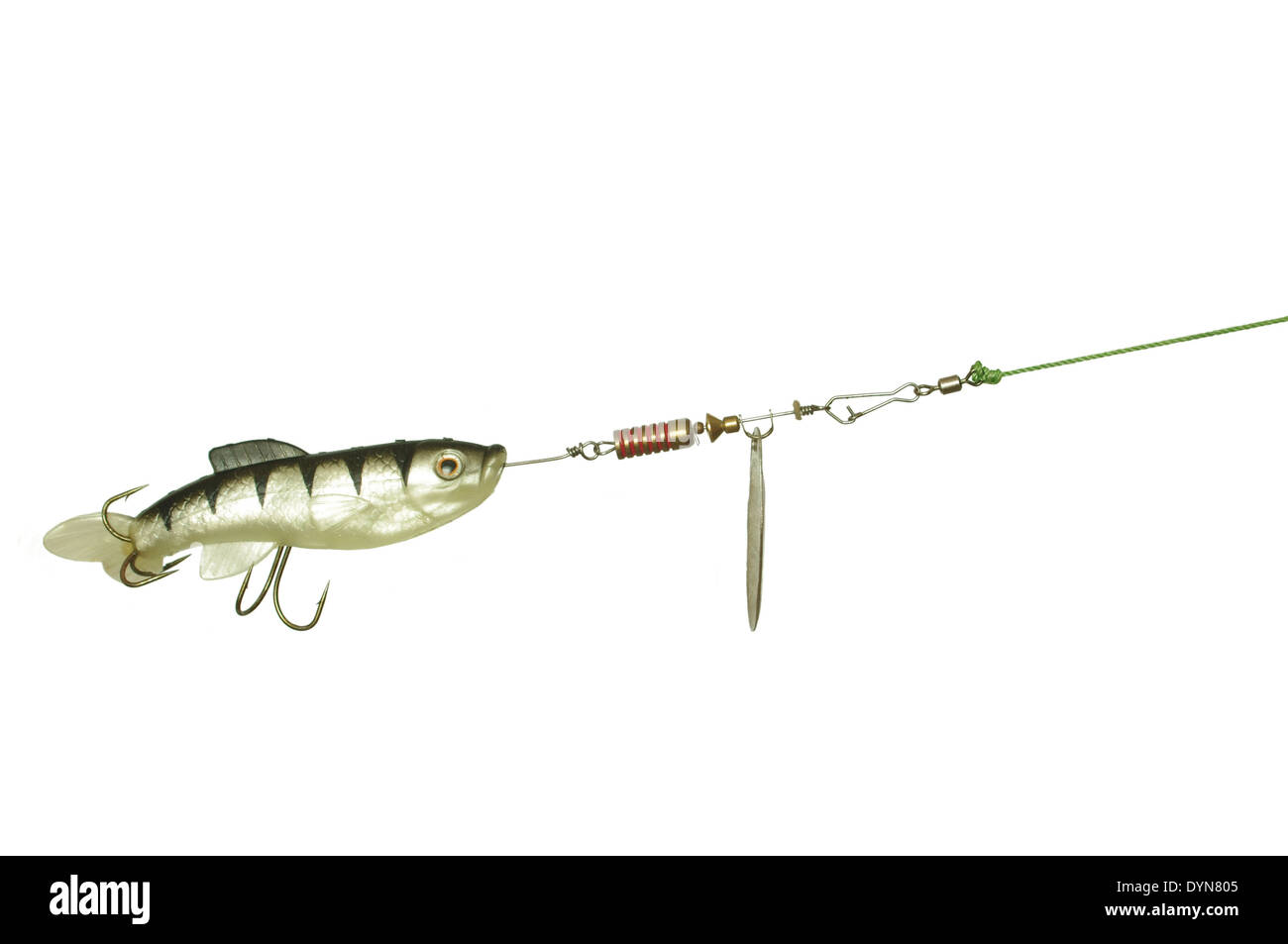 gum and metal angling bait on white background Stock Photo - Alamy