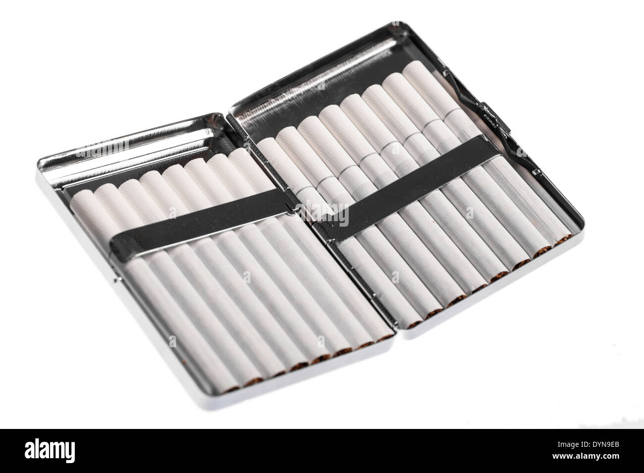 Color detail of a cigarette case with white cigarettes Stock Photo Alamy