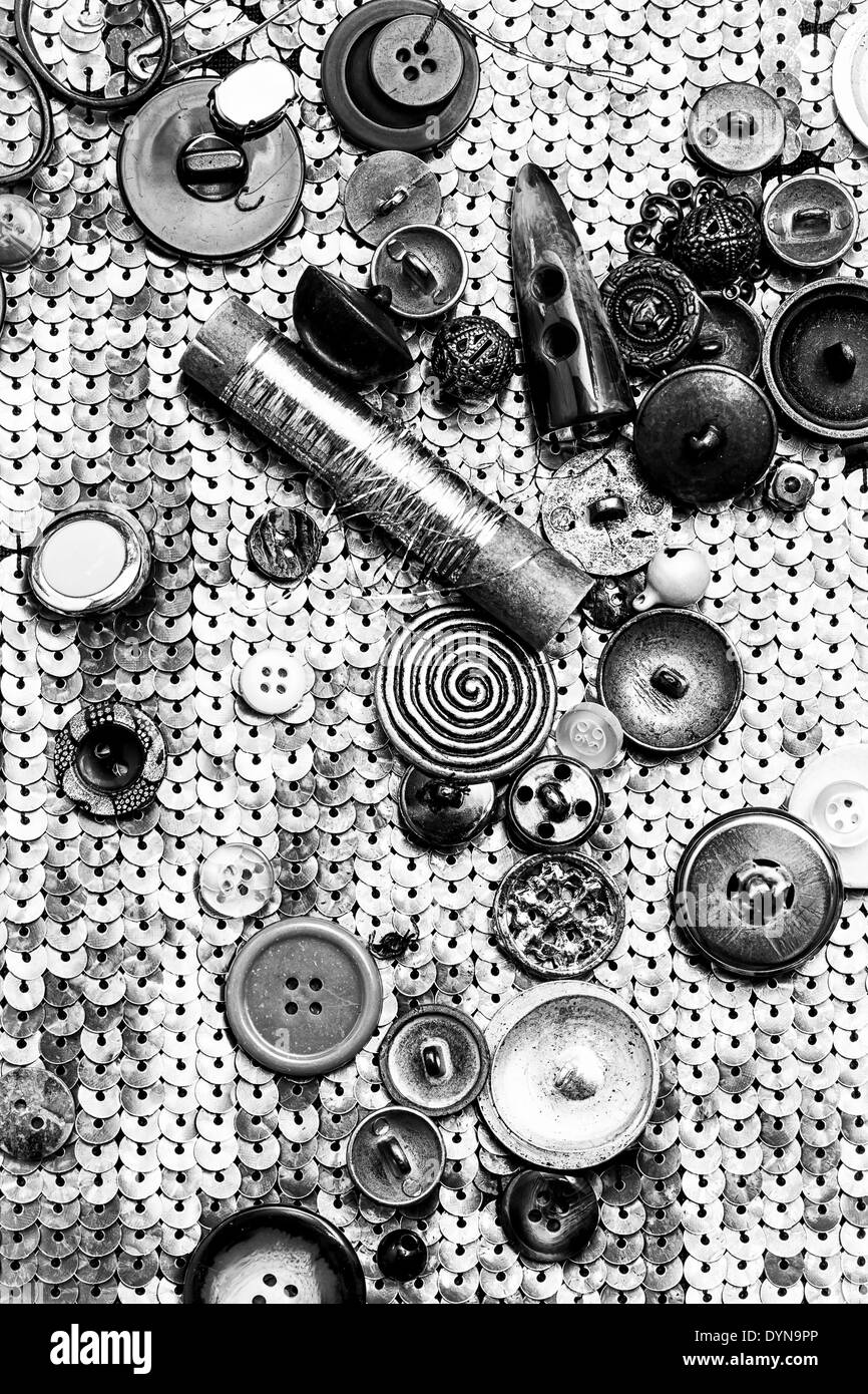 buttons and sewing tools Stock Photo Alamy