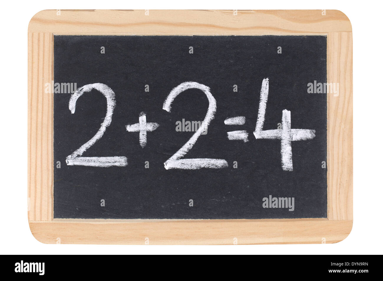 A simple calculation on a blackboard at school Stock Photo