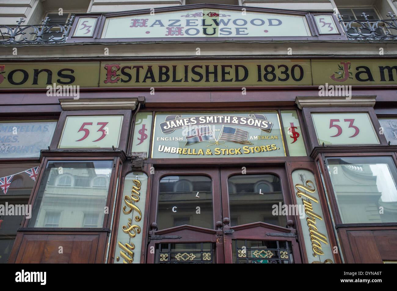 The famous umbrella shop on New Oxford Street, London .UK. James Smith