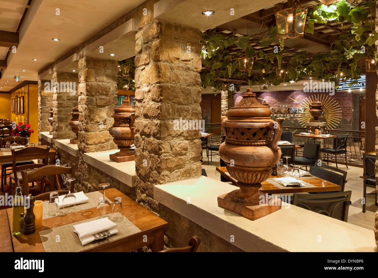 Norwegian Getaway Cruise Ship, Southampton, United Kingdom. Architect: SMC Design, 2014. Italian restaurant. Stock Photo