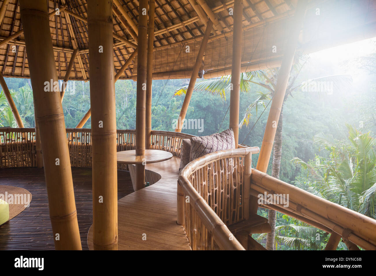 Bamboo hotel patio, Ubud, Bali, Indonesia Stock Photo - Alamy