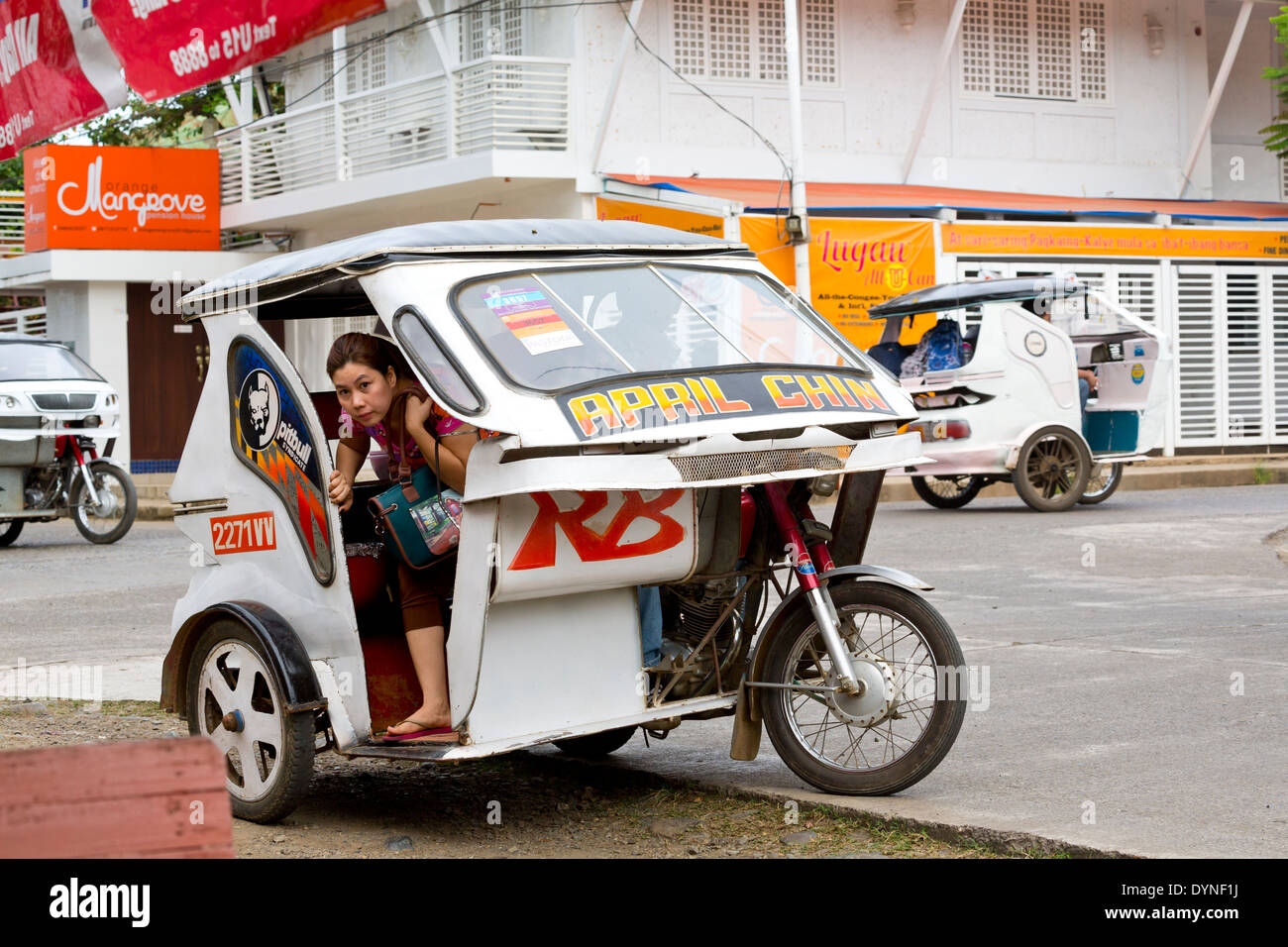 Typical Tricycle in Puerto Princesa, Palawan, Philippines Stock Photo